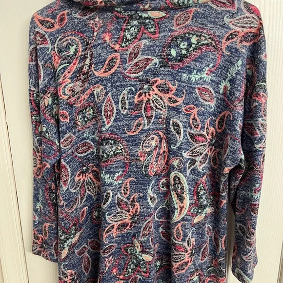 NWOT Absolutely Famous Multicolor Paisley Cowl Neck Top - Picture 2 of 2